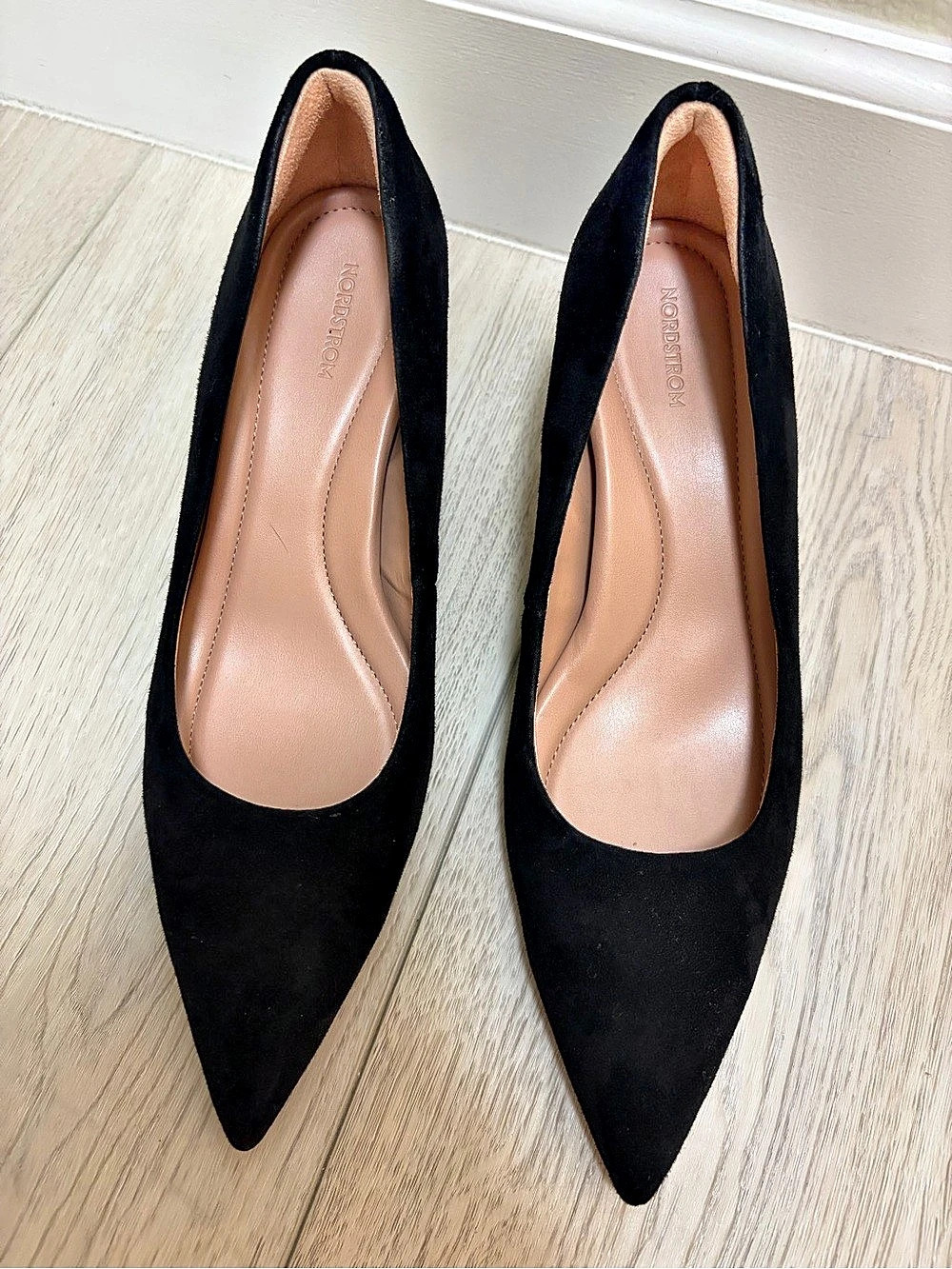 Nordstrom Pointed Toe Pump Black Suede Heels